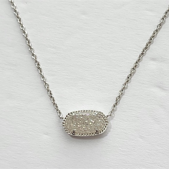 Kendra Scott Elisa necklace in silver with sparkly‎ white Iridescent Opal stone. - Picture 3 of 9